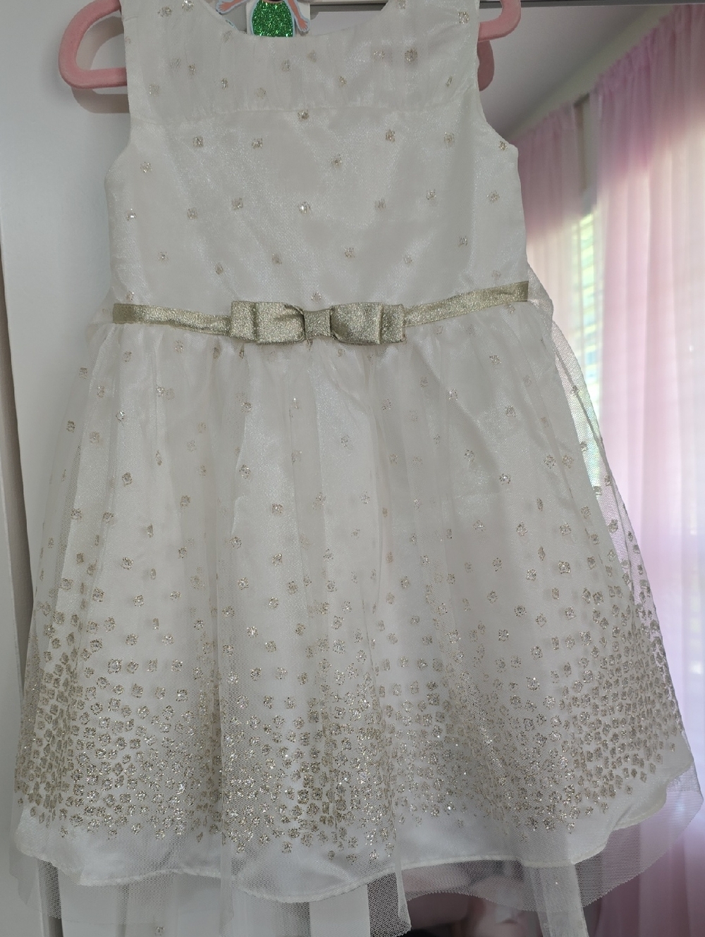 Jona Michelle White and Gold Tulle Party Dress for Girls